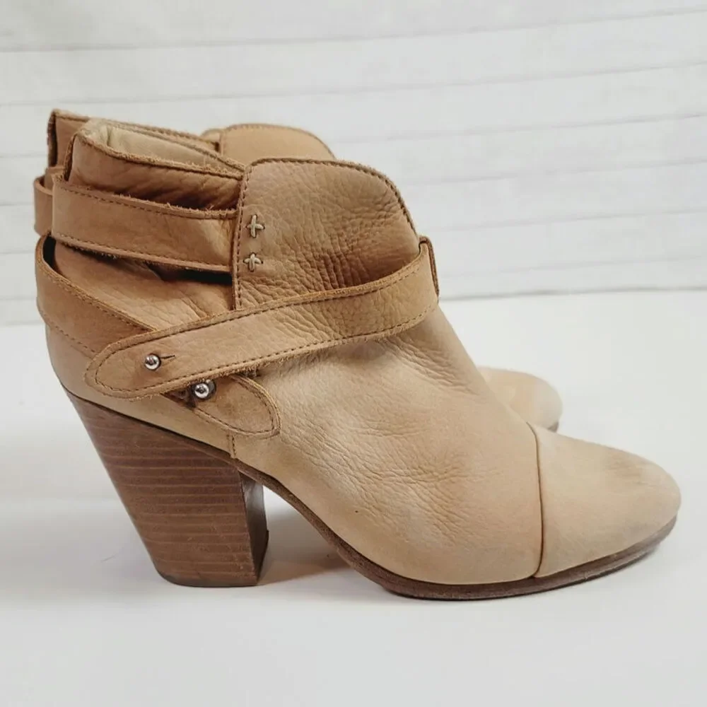 Rag & Bone Harrow Suede Leather Ankle Boots in Camel, sz 39.5 EU/ 9.5 US